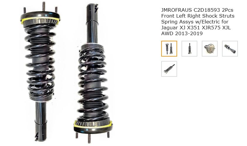 Front Left Right Shock Struts Spring Assys w/Electric for Jaguar XJ X351 XJR575 XJL AWD 2013-2019